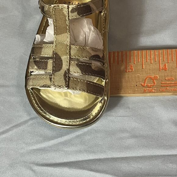 MY FIRST WEITZMANS STUART WEITZMAN Caesar Gold Baby Camo Sandals 4 (9-12M) W/Box - Picture 14 of 16